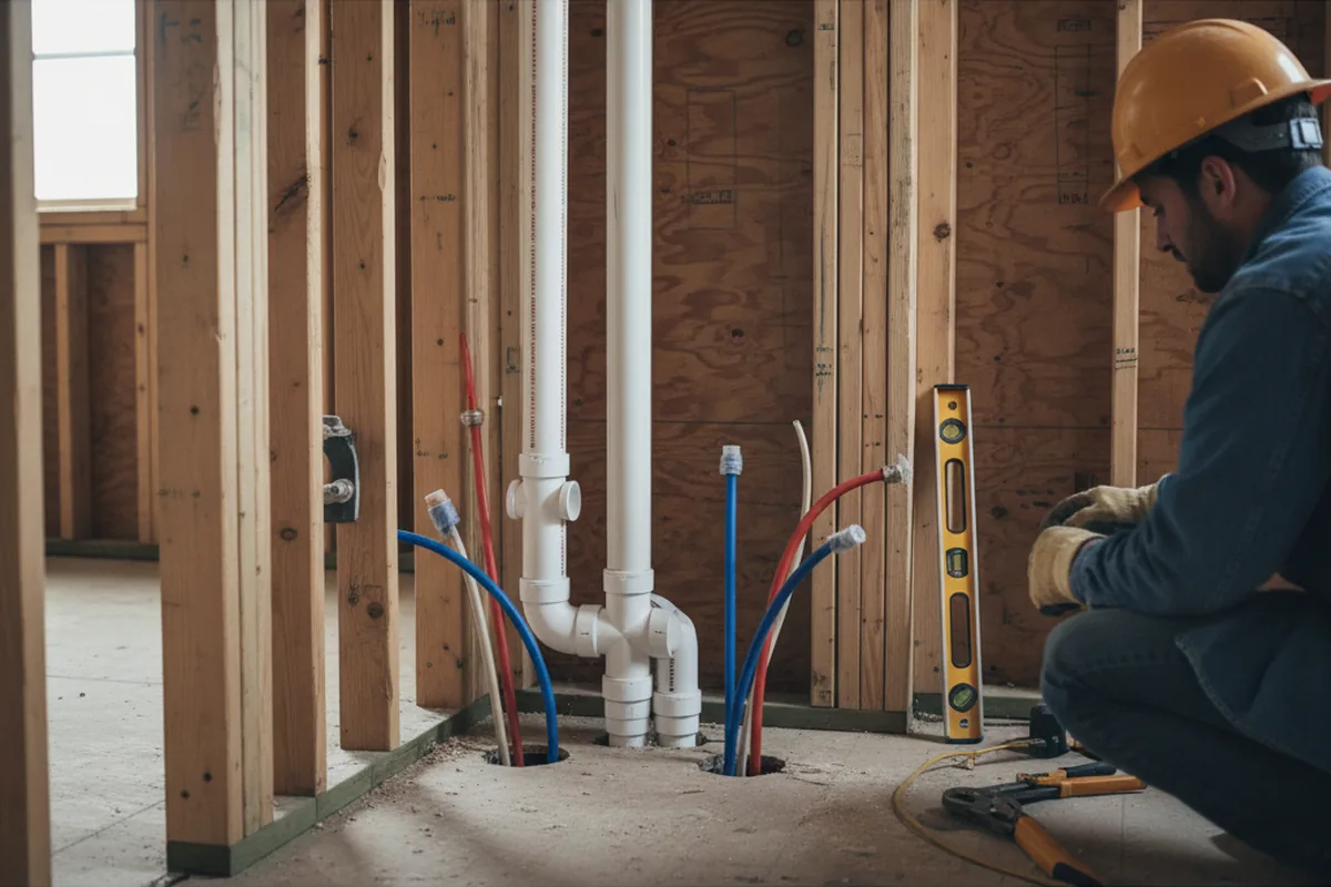 Drain and supply rough-in during Drain Cleaning in Humble